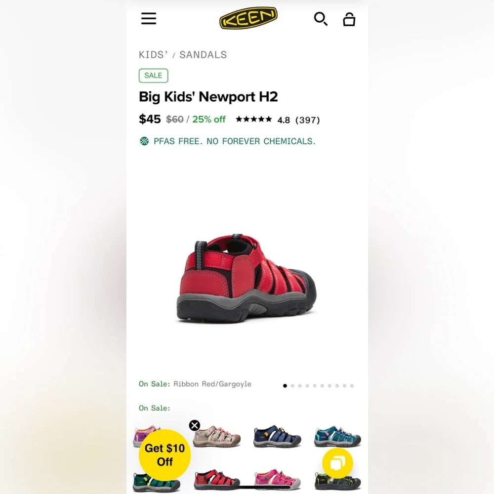 Keen Kids Red and Black Closed-Toe Sandals